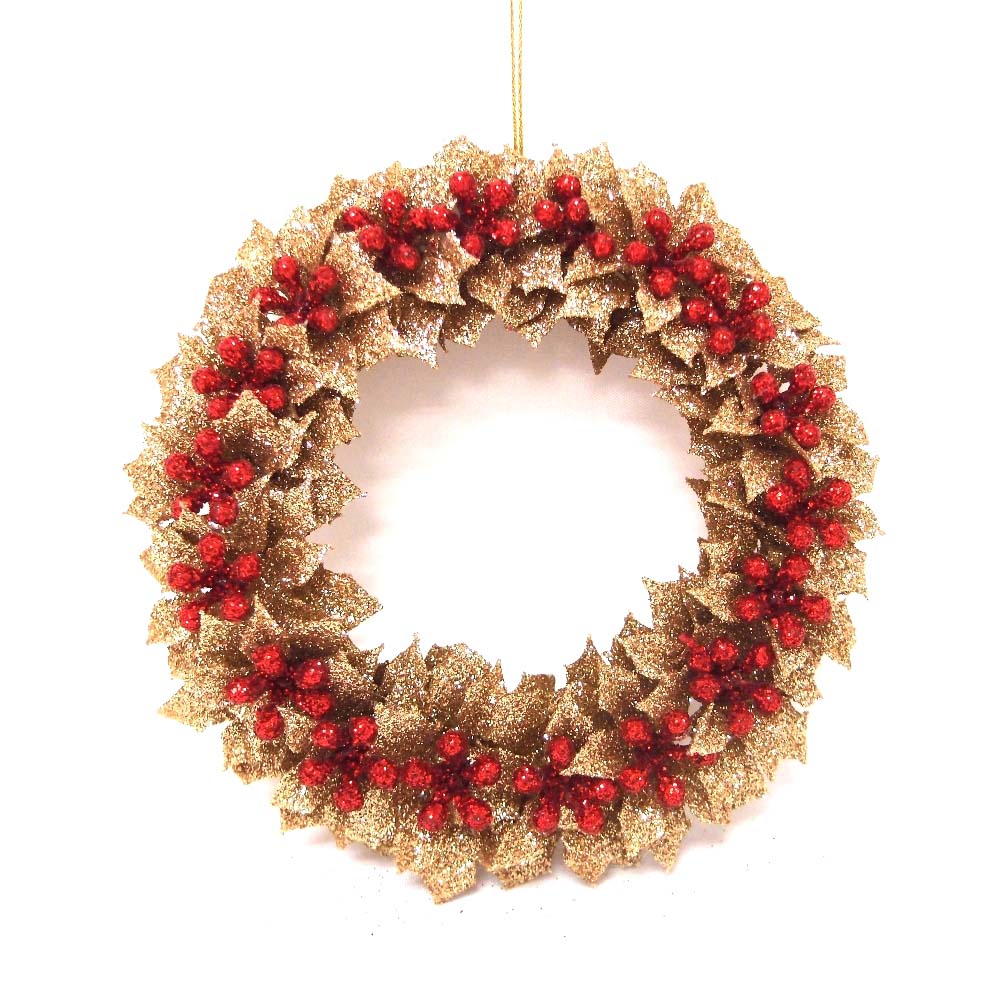 Glitter Gold/Red Mini Wreath