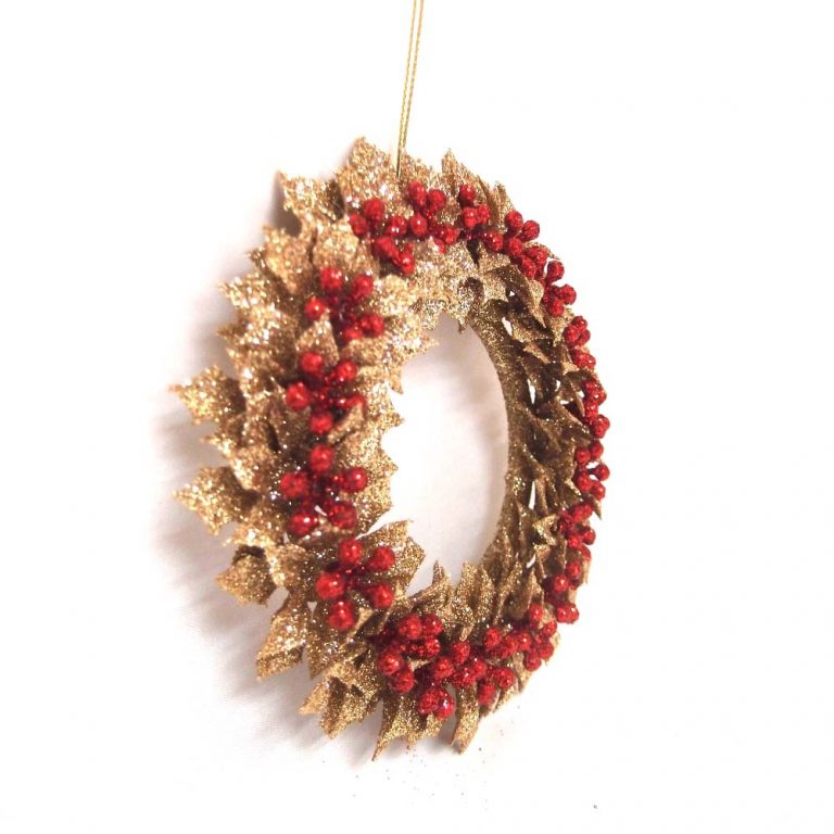 Glitter Gold/Red Mini Wreath