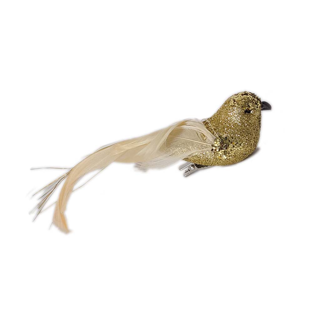 Gold Bird with Clip Christmas Ornament