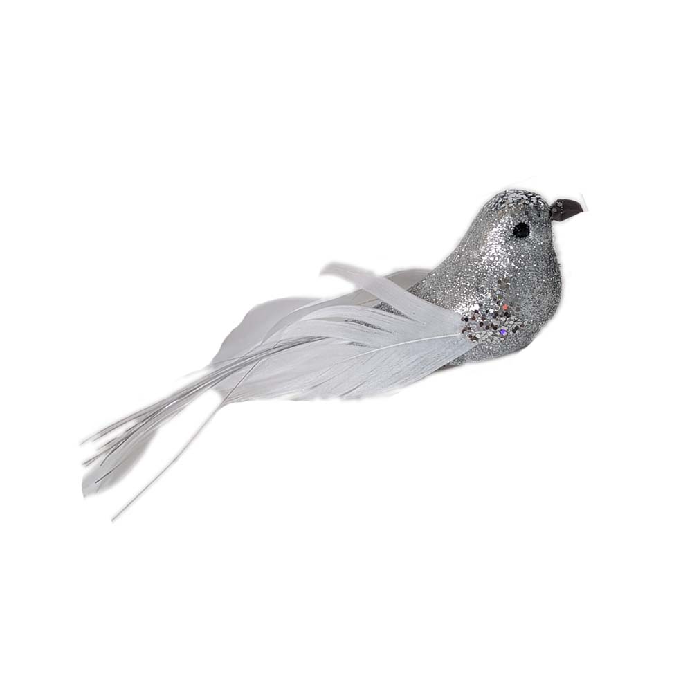 Silver Bird Ornament with Clip