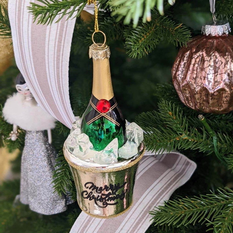 Champage Bottle in Ice Bucket Christmas Ornament – Holiday Lane