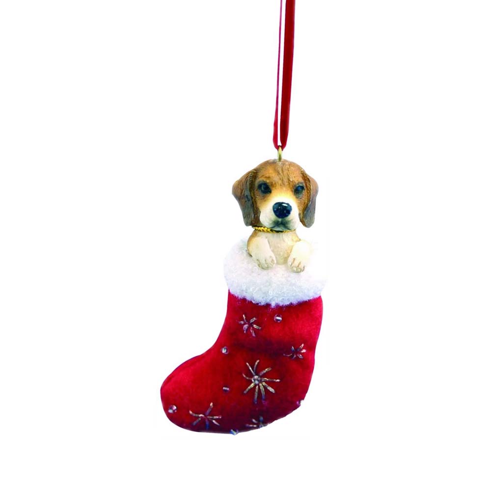 Puppy in Red Stocking Christmas Ornament