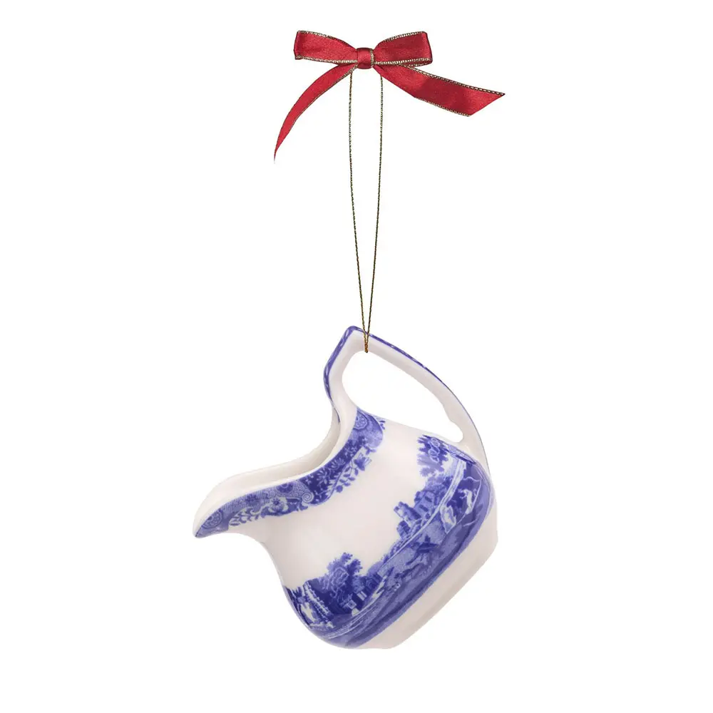 Spode Blue Italian Teapot & Teacup Porcelain Ornament