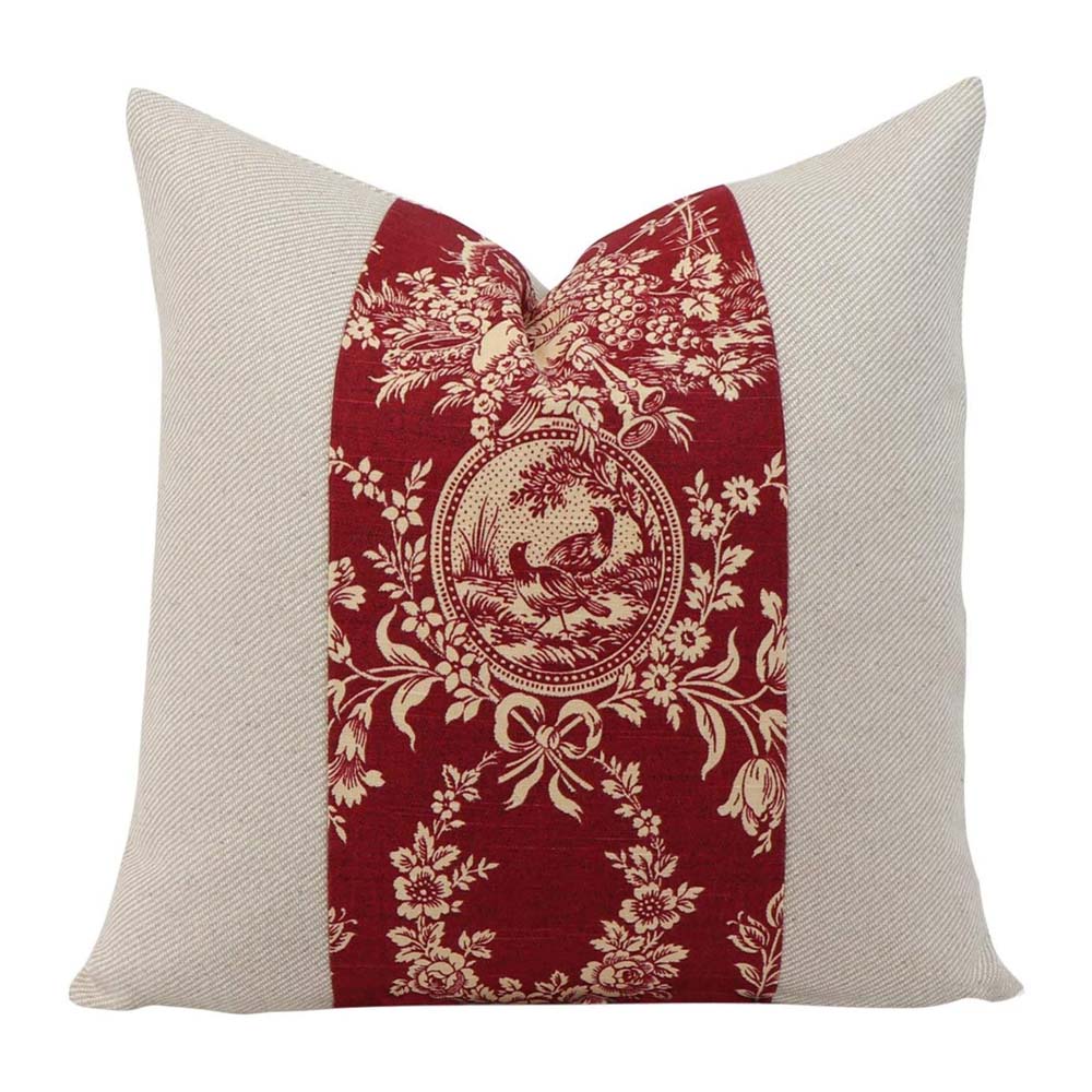 Linen Cushion Cover French Country in Red
