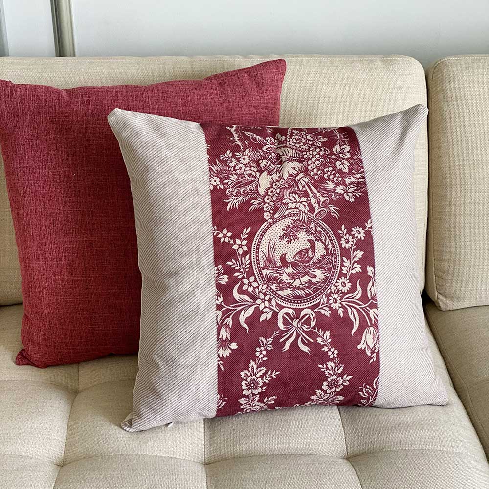 Linen Cushion Cover French Country in Red