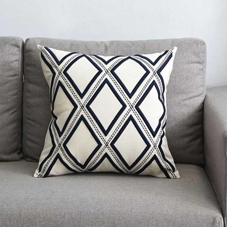 Cushion Cover Embroidered Diamond Pattern – Size 50 x 50cm