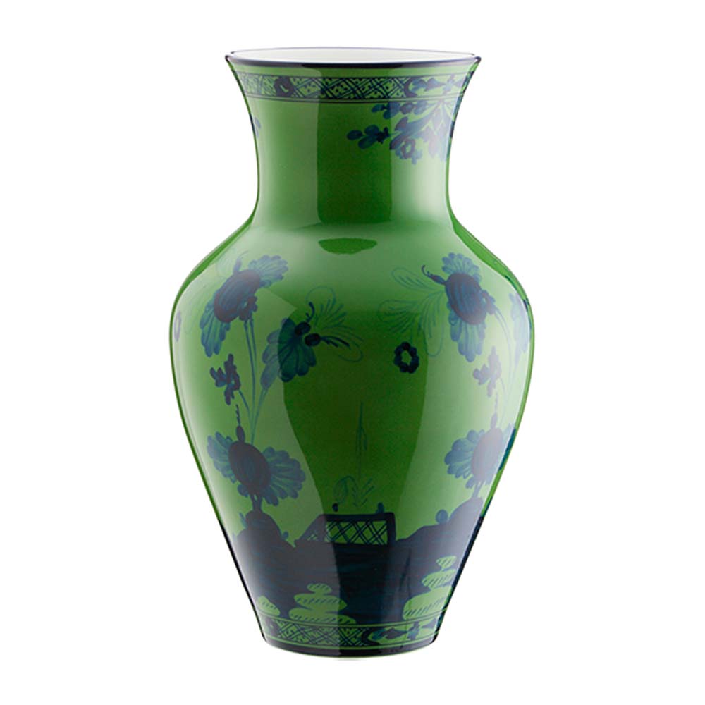 Ginori 1735 Oriente Italiano Malachite Ming Vase 30cm