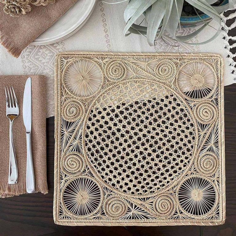 Square Iraca Placemats on Table