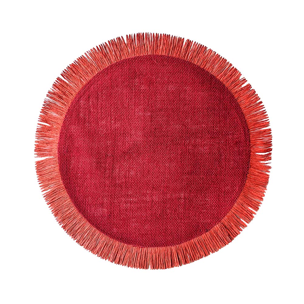 Round Jute Placemat in Red