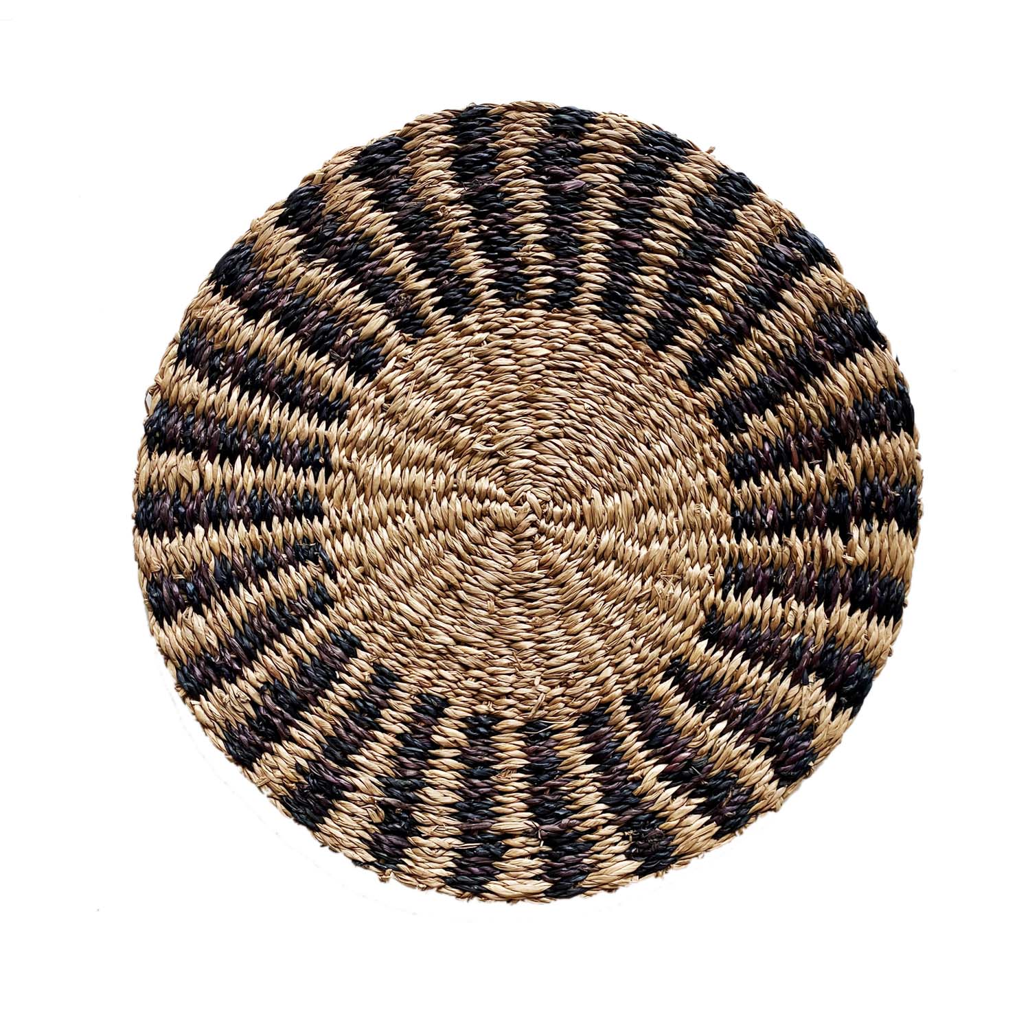 Round Reed Placemat with Black Stripes