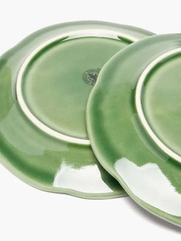 Bordallo Pinheiro dĩa salad gốm bắp cải xanh đáy dĩa