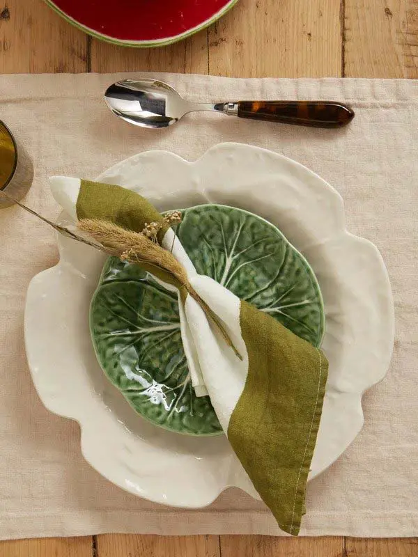 Bordallo Pinheiro dĩa salad gốm bắp cải xanh
