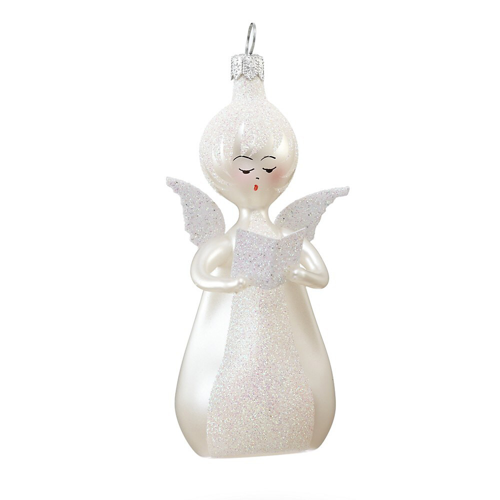 White Angel Holding a Bible Mouth blown 13cm Glass Ornament – Soffieria De Carlini