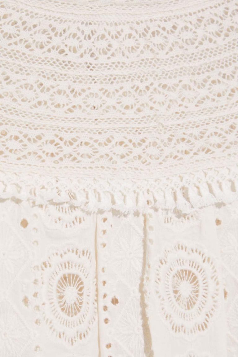 Áo cotton thêu crochet trắng Marin – hiệu ULLA JOHNSON