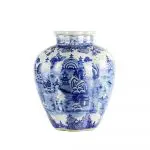 Blue White Ceramic Planter with Flowers