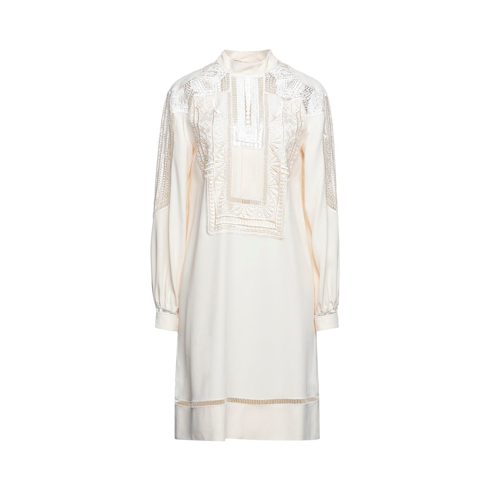 Đầm silk màu kem ren Guipure – hiệu Alberta Ferretti