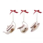 Green Glass Ball with White Christmas Tree Ornament – Set of 6