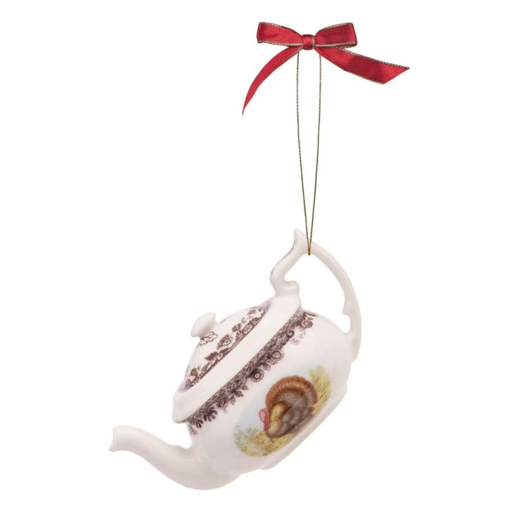 Spode Woodland Teapot & Teacup Porcelain Ornament