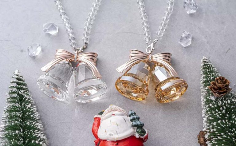 Champagne Crystal Bells Ornament