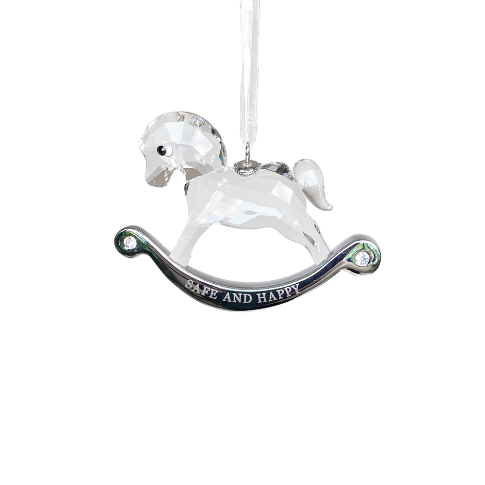Rocking Horse Clear Crystal Ornament