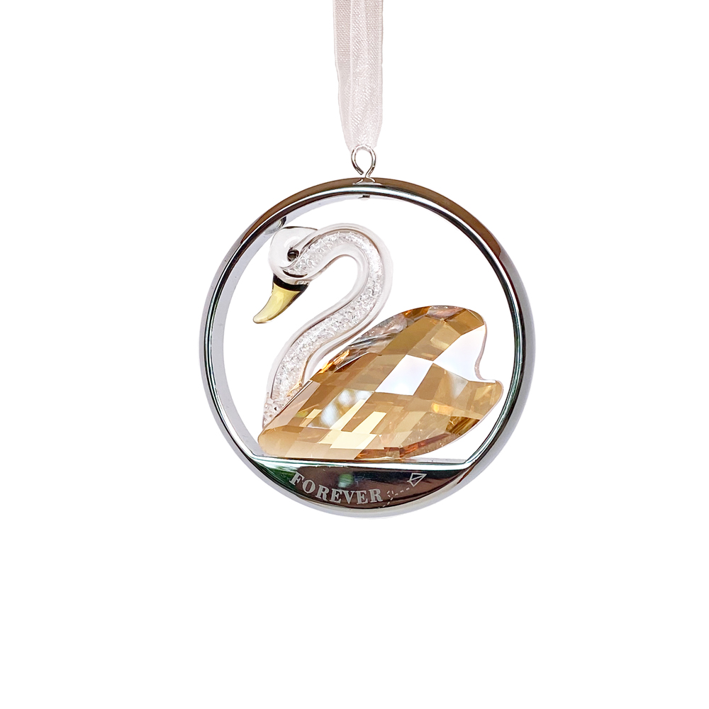 Champagne Crystal Swan Ornament