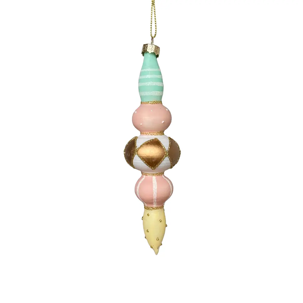 Mixed Pastel Glass Finial Ornament – Set of 3