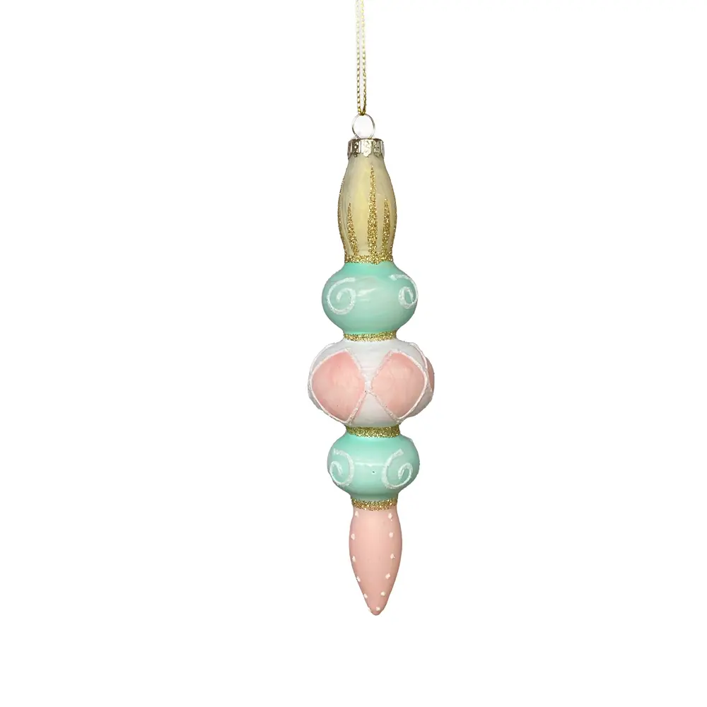 Mixed Pastel Glass Finial Ornament – Set of 3
