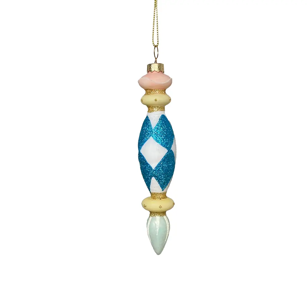 Mixed Pastel Glass Finial Ornament – Set of 3