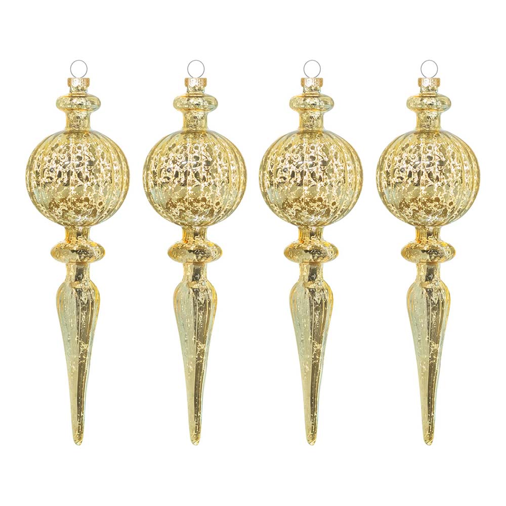 Mercury Gold Finial Ornaments – Set of 4