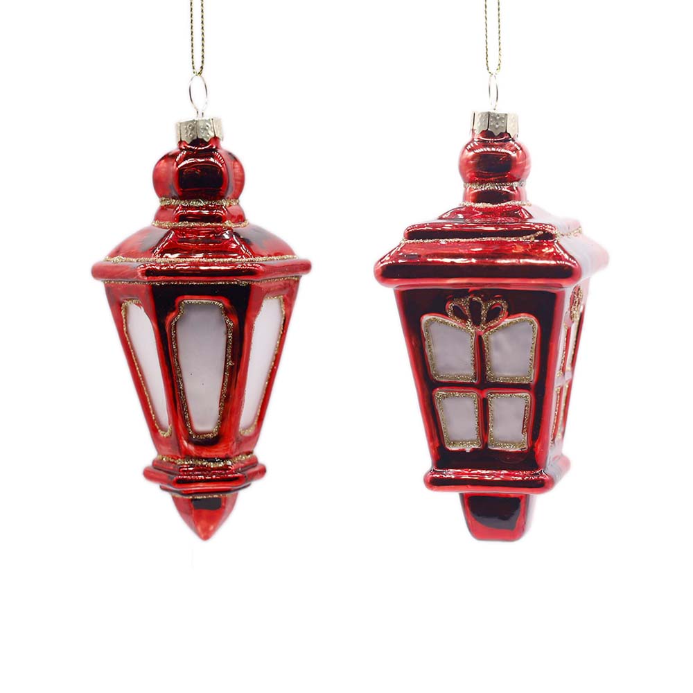 Red Glass Lamp Post Christmas Ornament