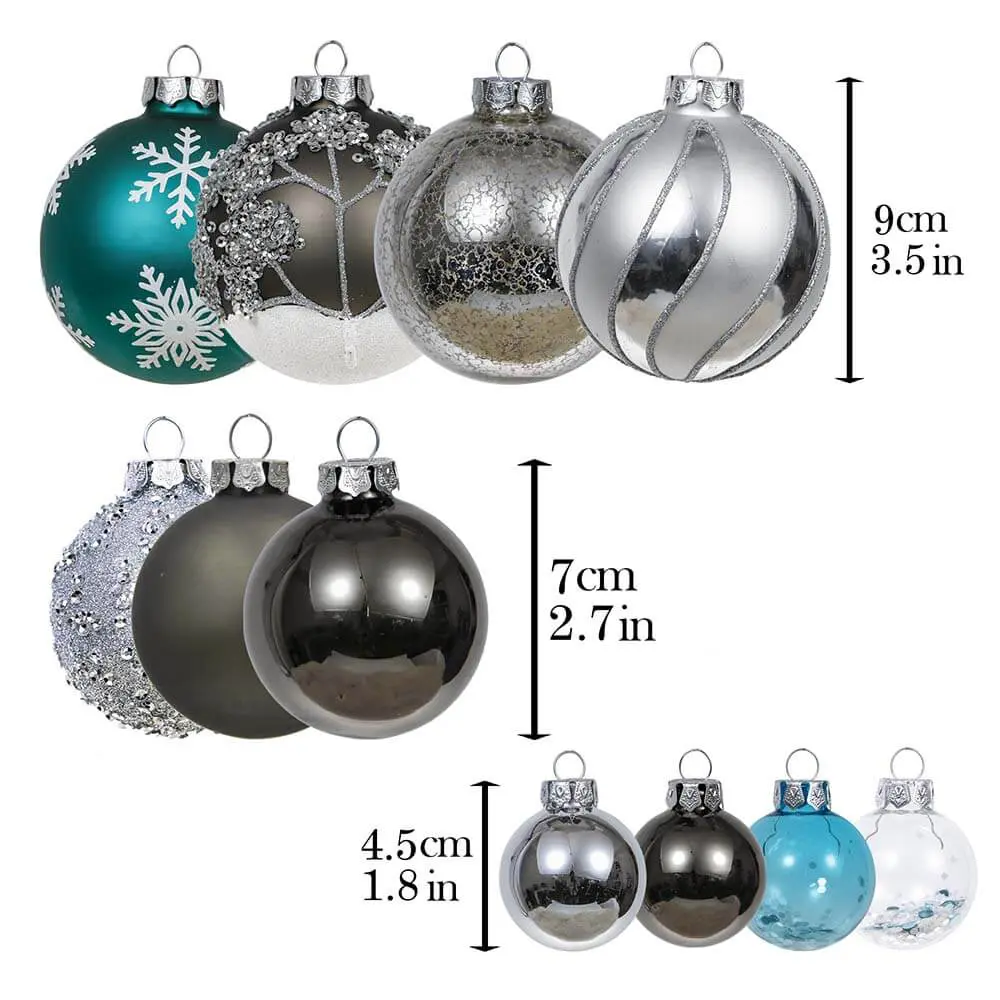 Set of 20 Silver & Blue Glass Ornaments – Valery Madelyn
