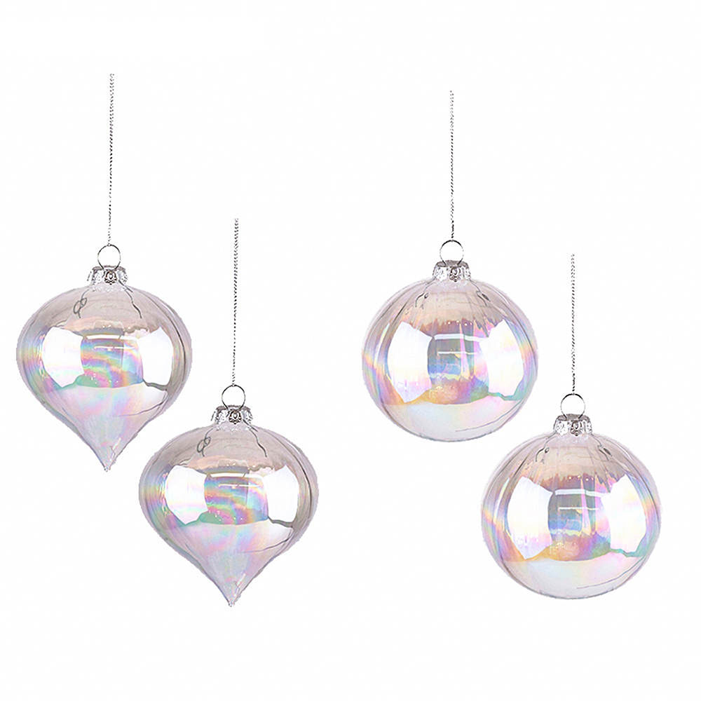 Set of 4 Iridescent Glass Balls