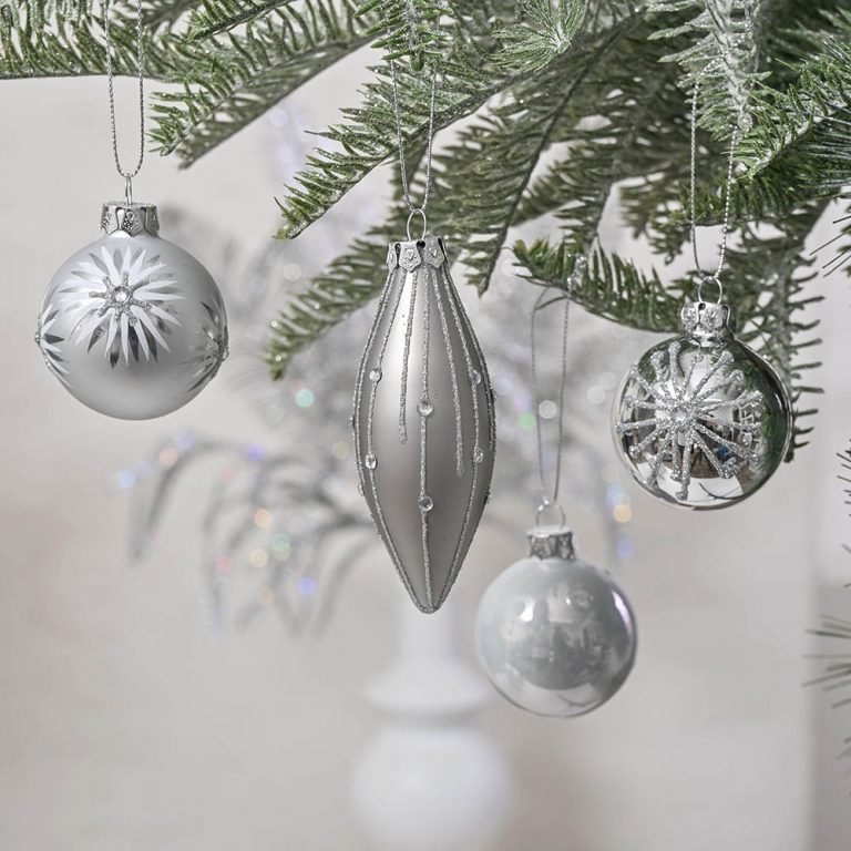 Set of 24 Silver Ornaments – Valery Madelyn