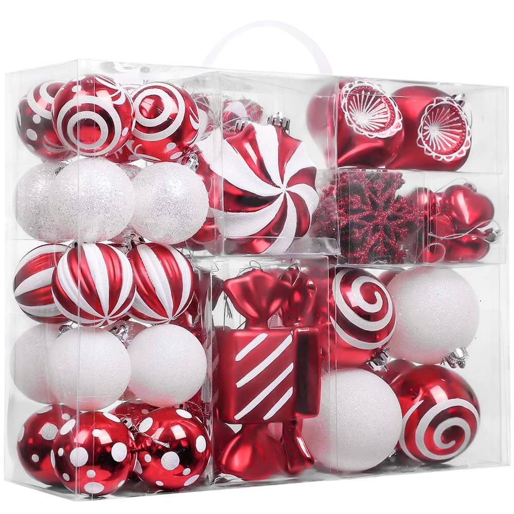 Set of 108 Assorted Red White Candy Shatterproof Ornaments – Valery Madelyn