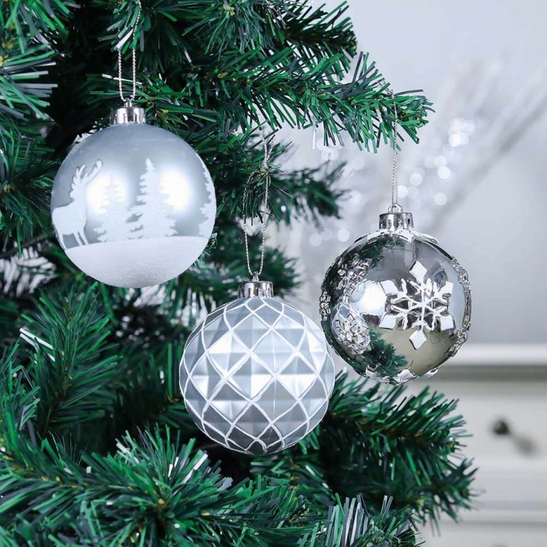 Set of 16 Assorted Silver Shatterproof Ornaments – Valery Madelyn