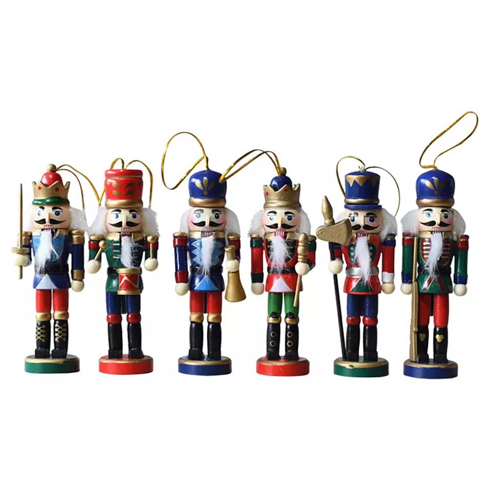 Set of 6 Wooden Nutcracker Ornaments