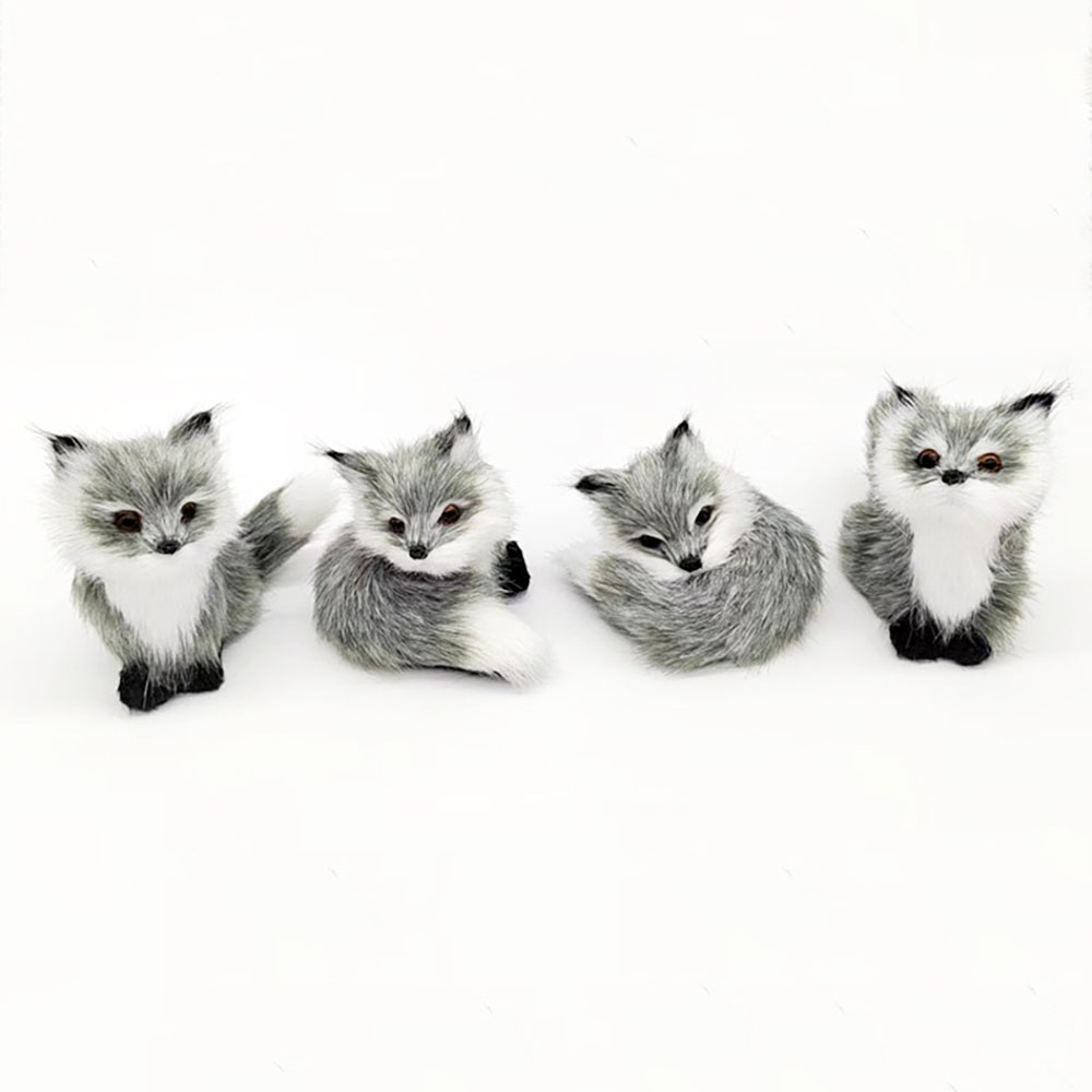 Set of 4 Mini Grey Fox Ornament