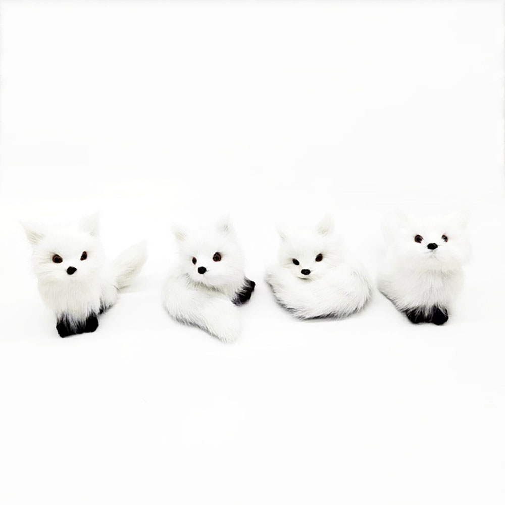 Set of 4 Mini White Fox Ornament