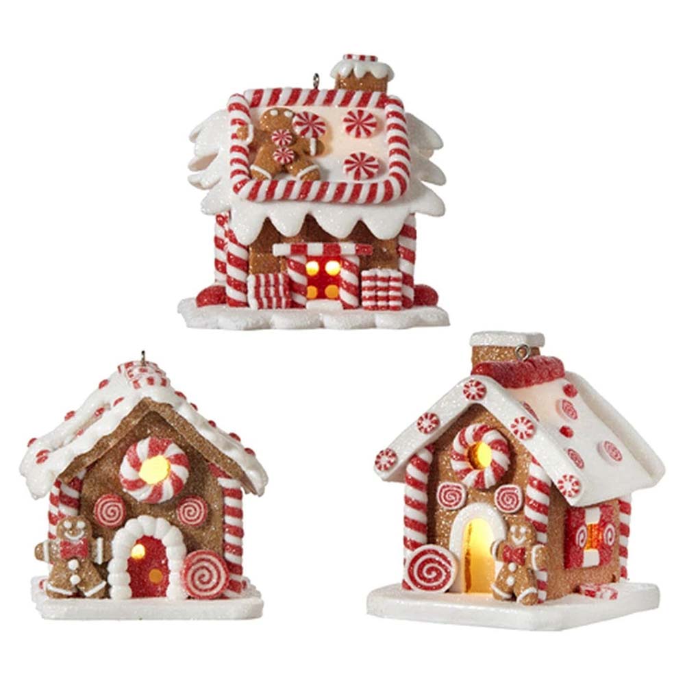 Set of 3 Gingerbread Houses with LED light – Raz Imports