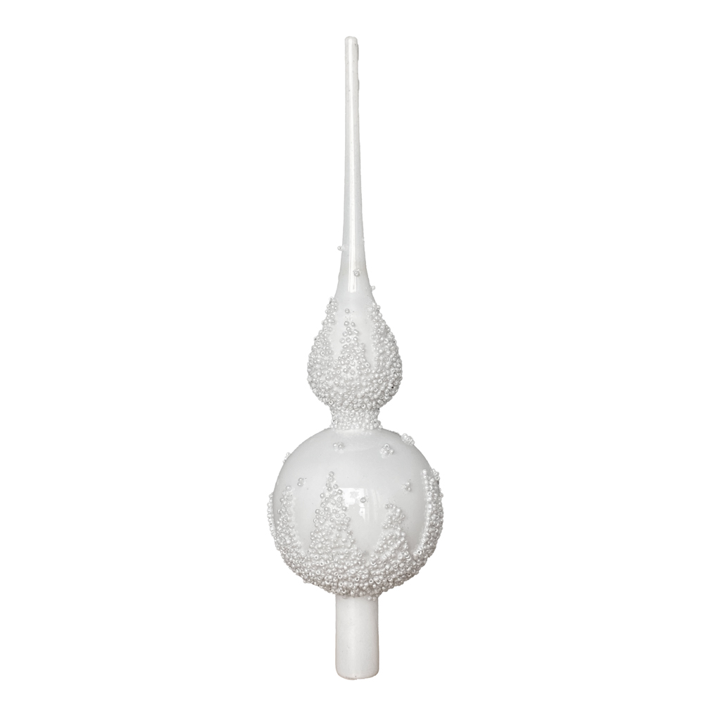 White Glass Finial D’arbre Tree Topper