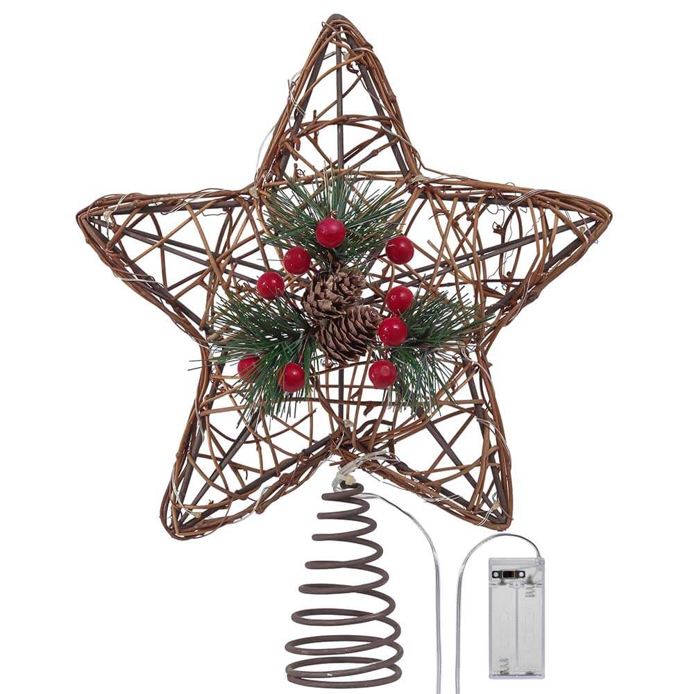 3D Bamboo Star Tree Topper with LED light