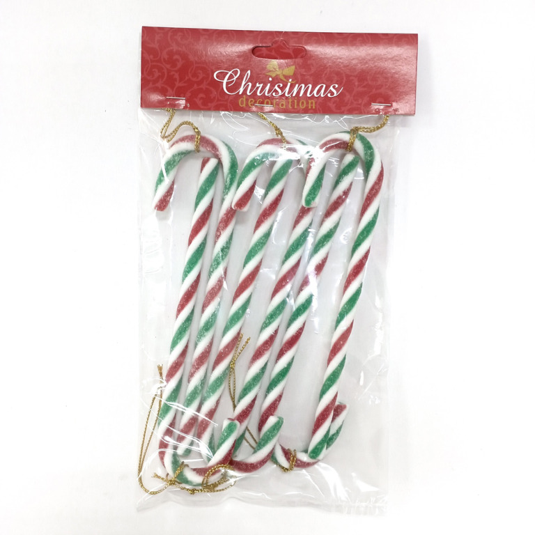 Green Red Candy Cane Christmas Ornament – Set of 6