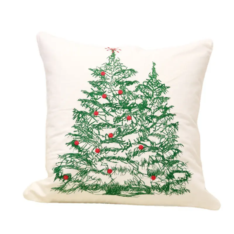 Cushion Cover with Christmas Trees Embroidery – 45x45cm