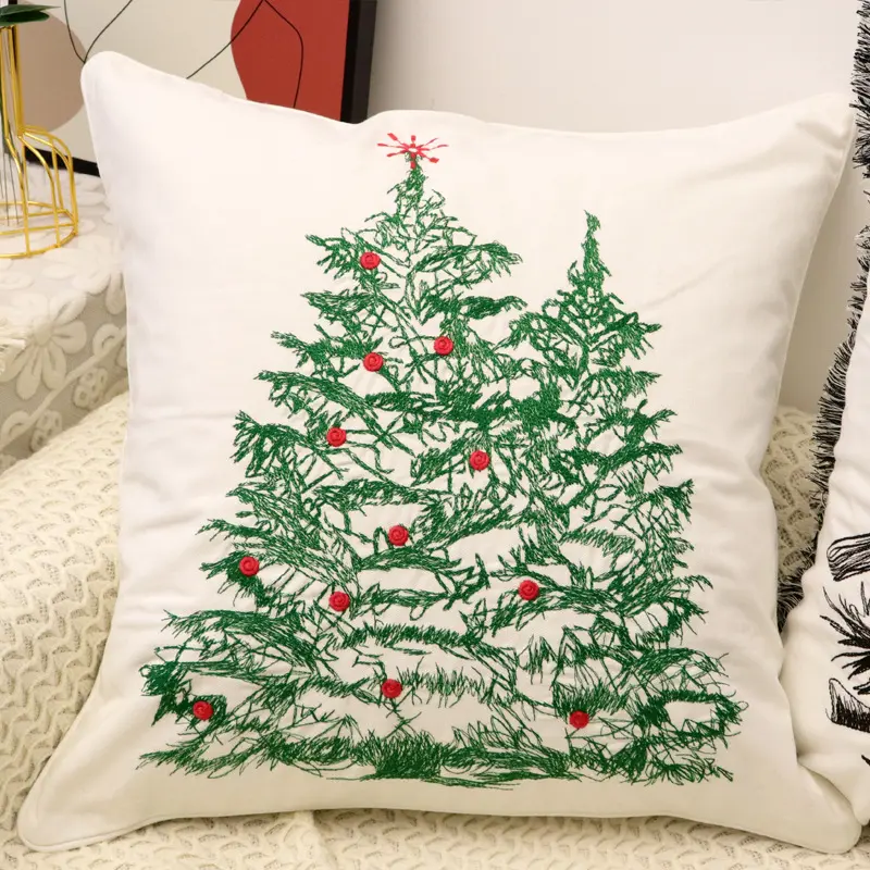 Cush45 Embr Xmastreesd