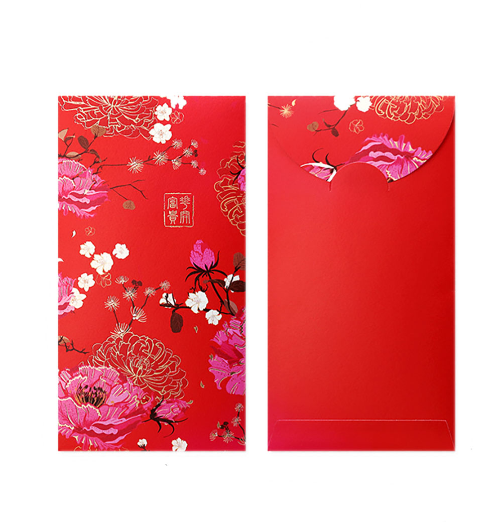 Set of 8 High Quality 160gsm Paper Red Packets with Chrysanthemum
