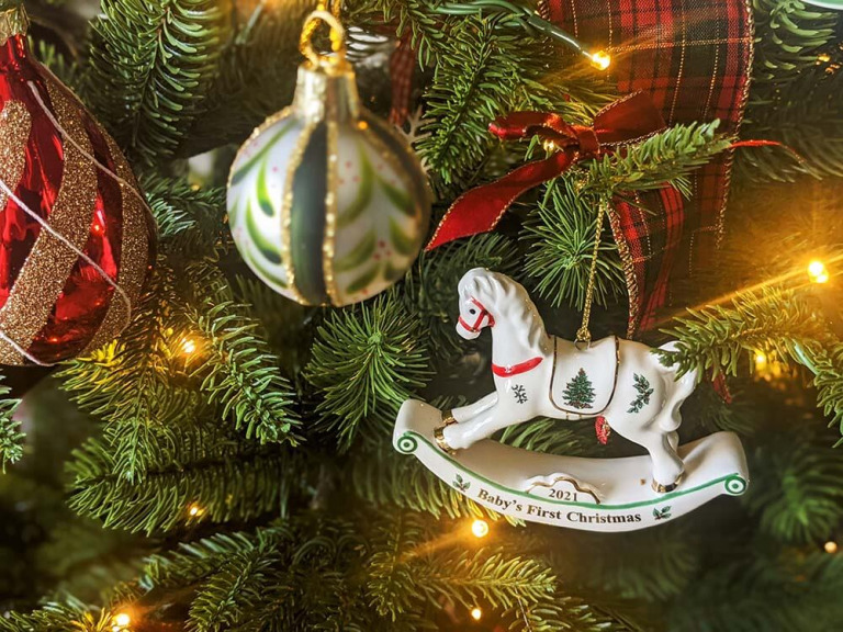 Spode First Christmas Rocking Horse Porcelain Ornament