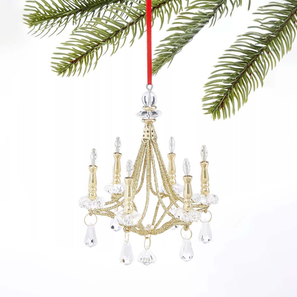 Gold Chandelier Ornament – Holiday Lane
