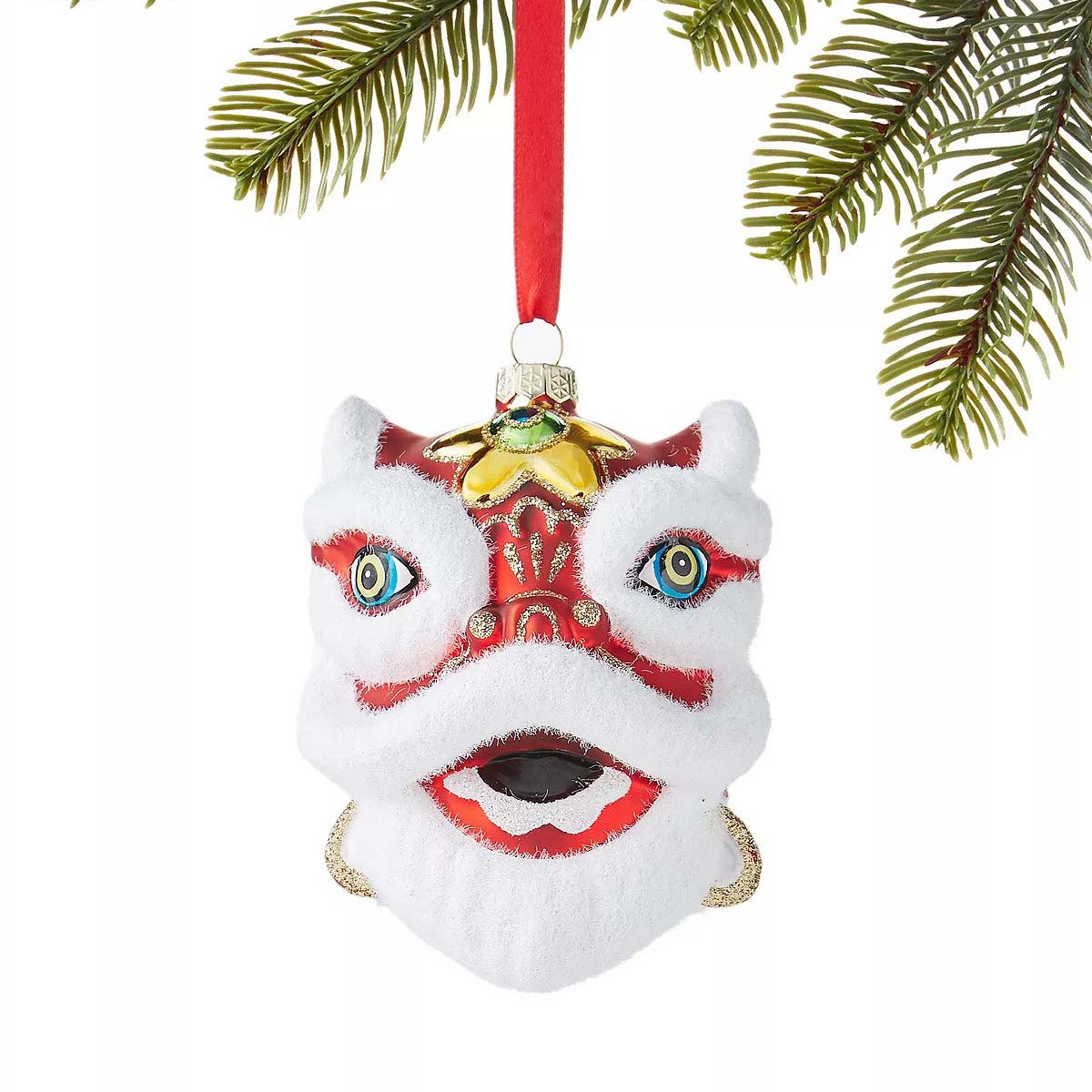 East Meets West Glass Lion Head Ornament – Holiday Lane