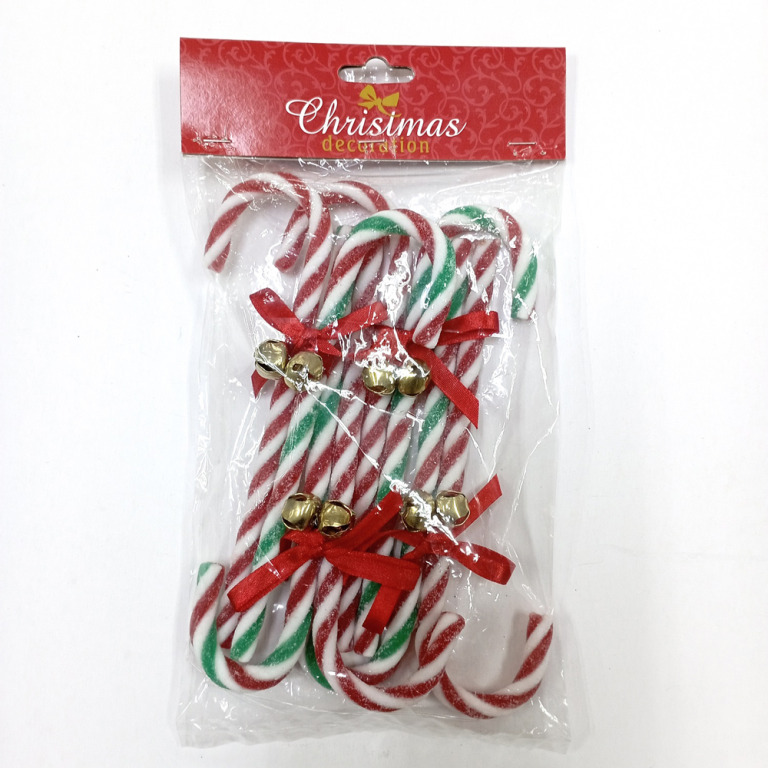 A pair of Green Red Candy Canes Christmas Ornament – Set of 4