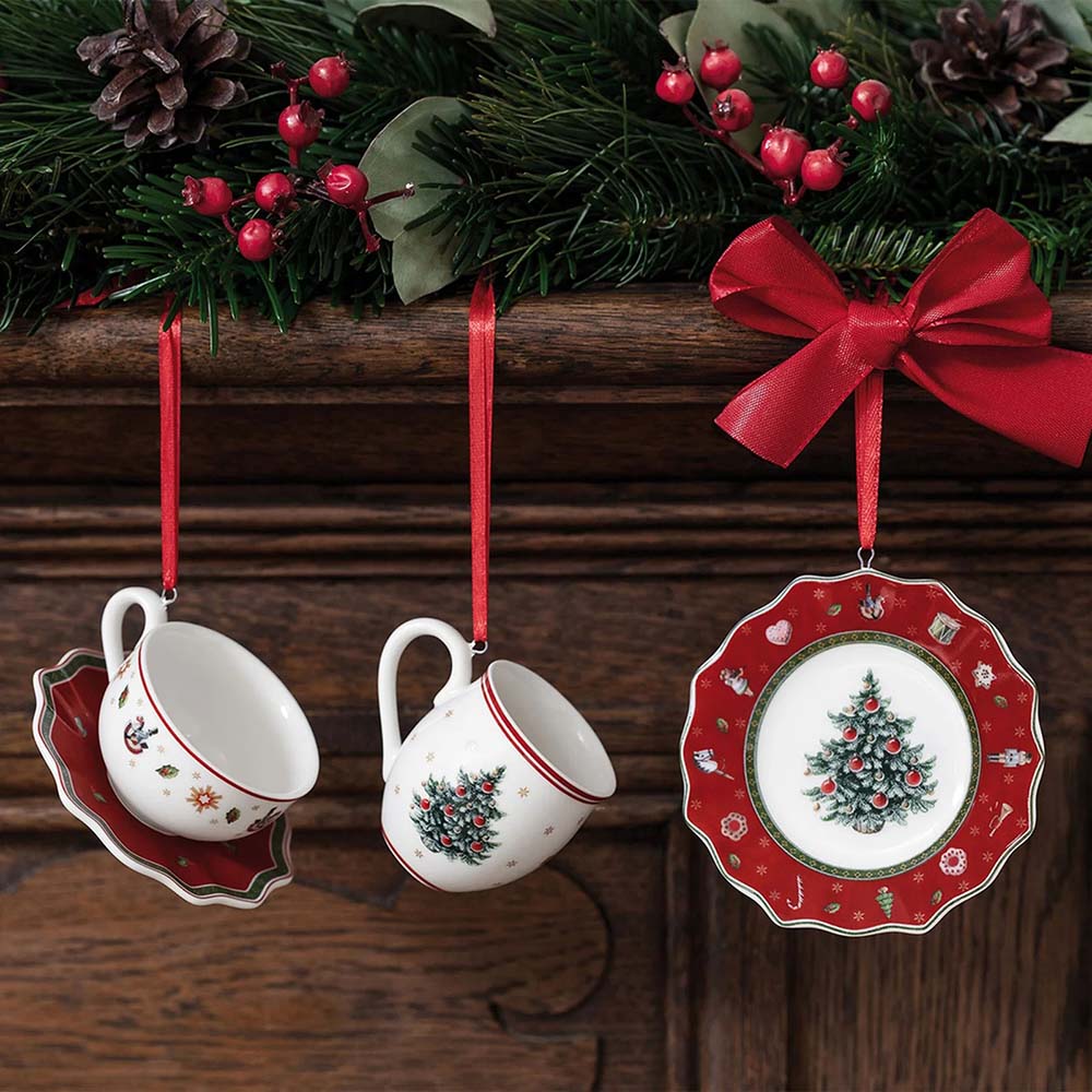 Villeroy & Boch Porcelain Christmas Tea Cup Ornaments